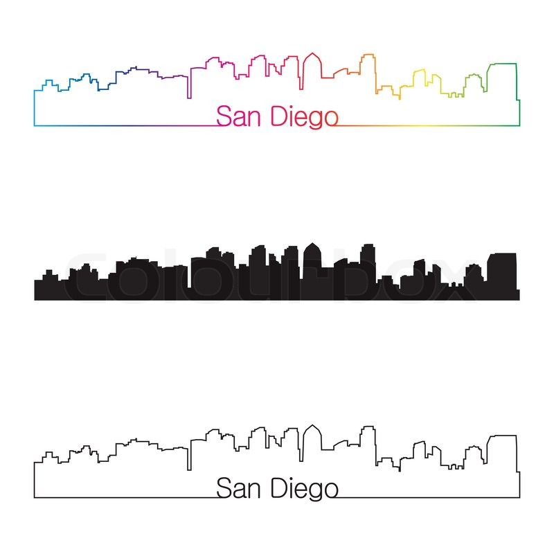 800x800 San Diego Skyline Linear Style With Stock Vector Colourbox