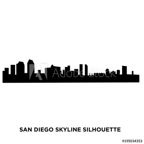 500x500 San Diego Skyline Silhouette On White Background