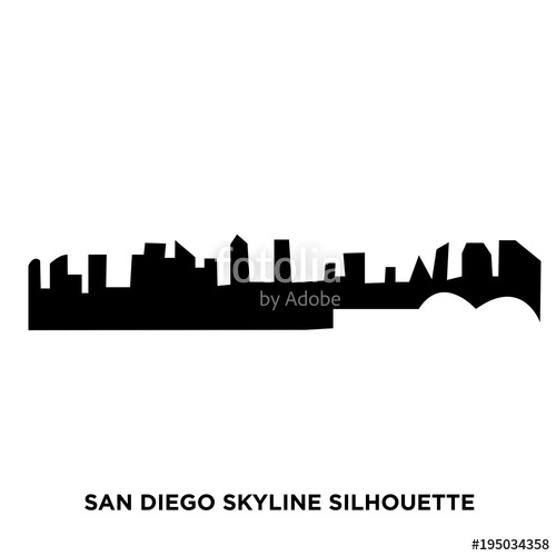 500x500 San Diego Skyline Silhouette On White Background Stock Image