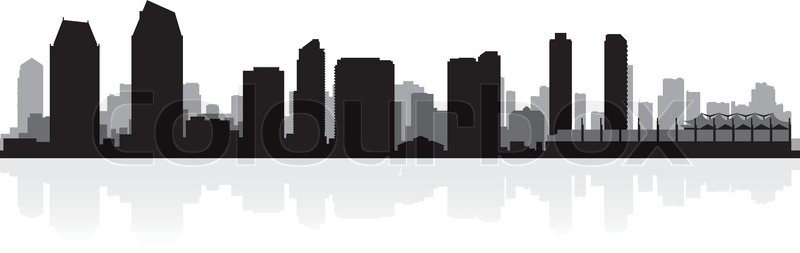 800x253 San Diego Usa City Skyline Silhouette Stock Vector Colourbox