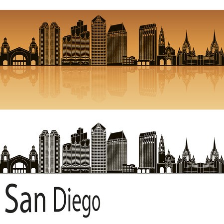450x450 San Diego Skyline In Orange Background In Editable Vector