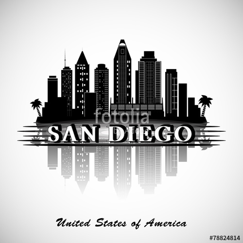 500x500 San Diego Skyline City Silhouette Stock Image And Royalty Free