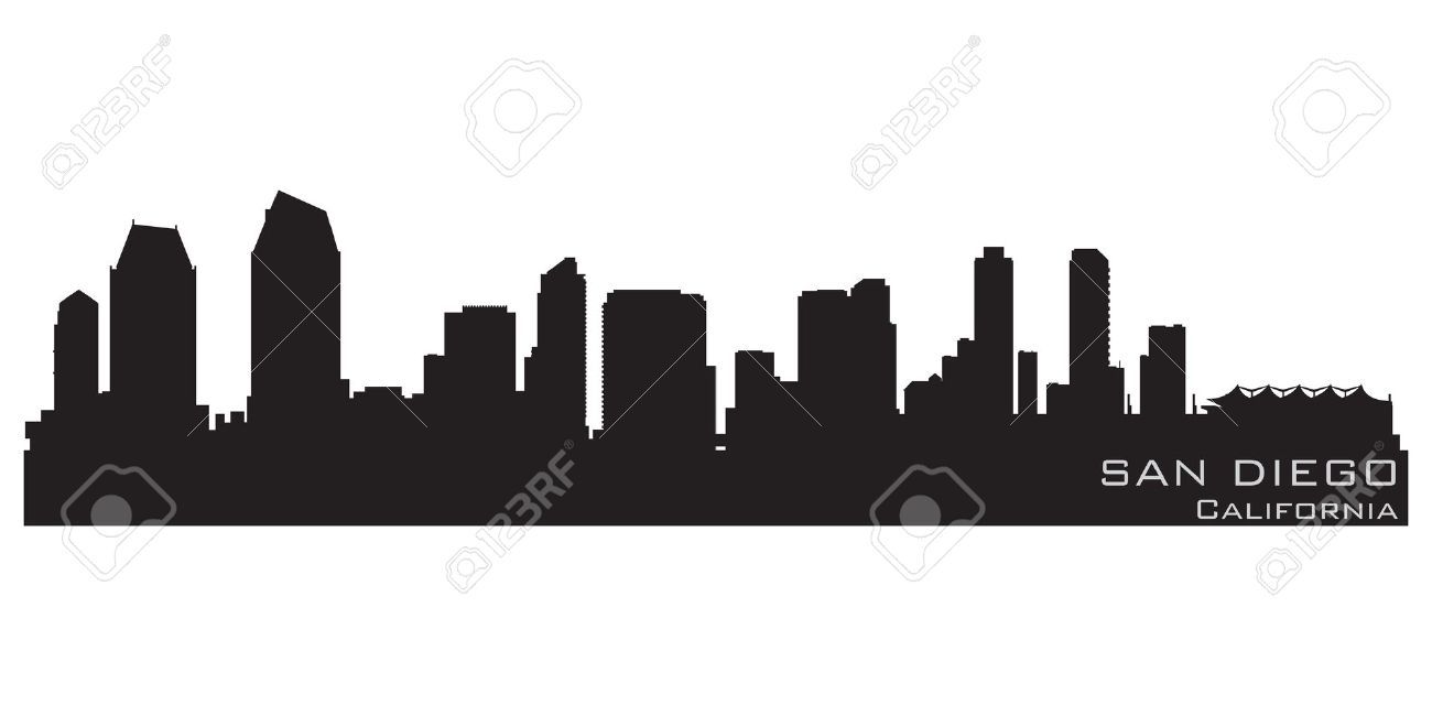 1300x650 San Diego Skyline Silhouette Vector