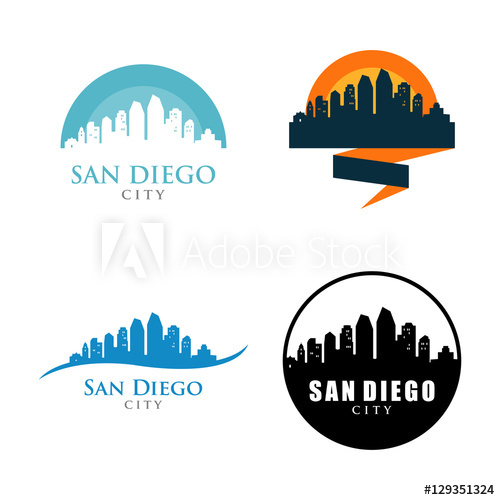 500x500 San Diego City Skyline Landscape Logo Symbol Set