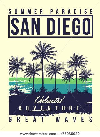 344x470 San Diego Typography With Palms Tree Illustration For T Shirt