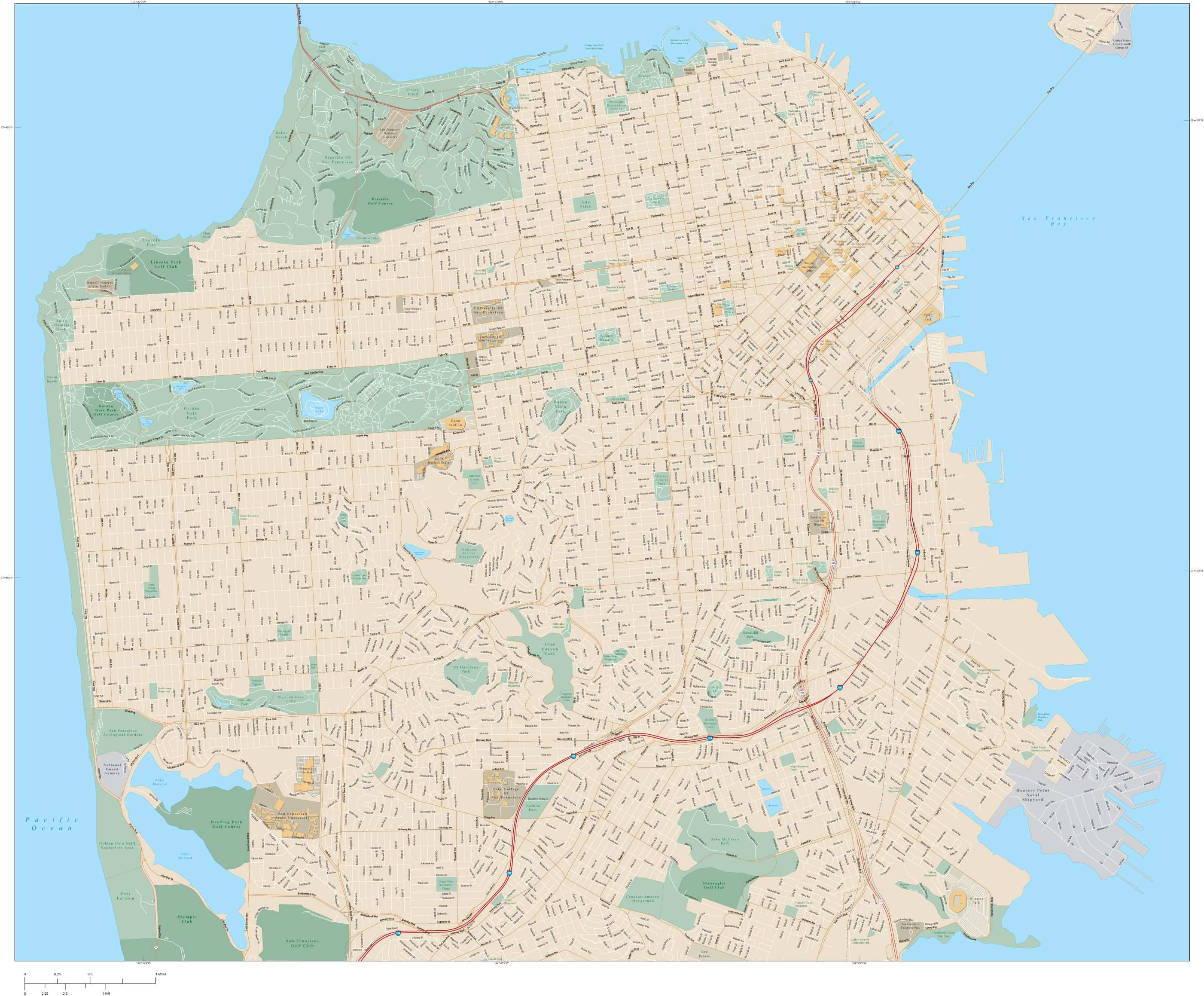 San Francisco Map Vector at Vectorified.com | Collection of San ...