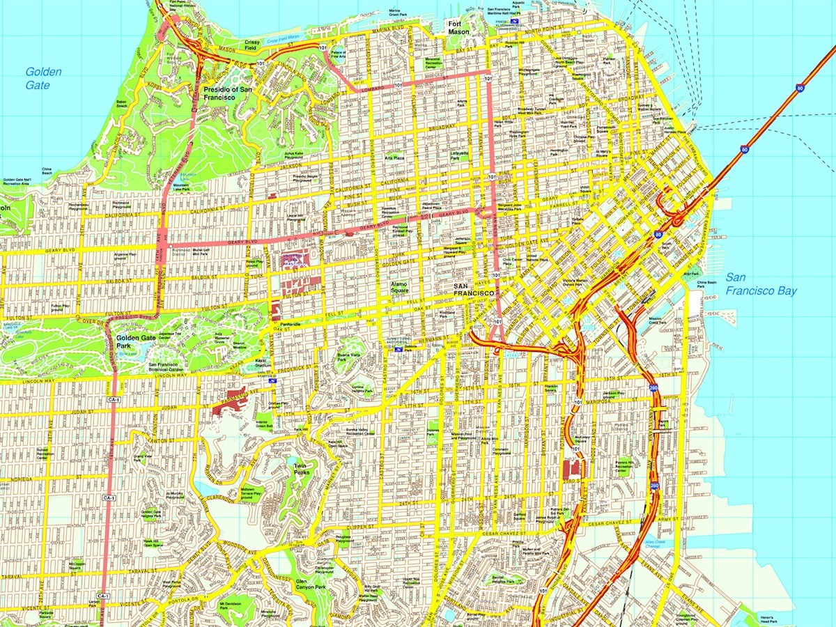 1200x900 San Francisco Map Illustrator Vector City Maps Usa America