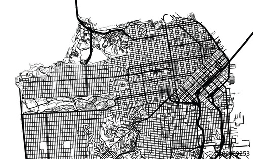 500x314 Urban City Map Of San Francisco, California