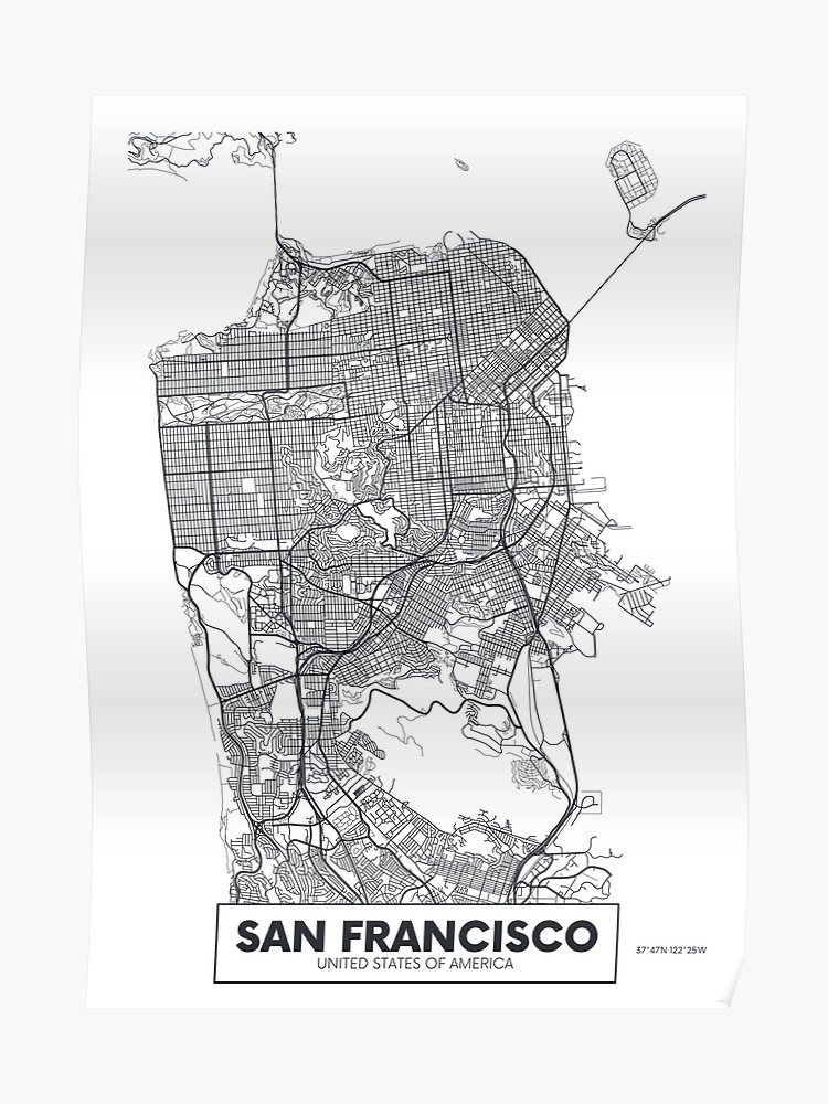 750x1000 Vector Poster Map City San Francisco Poster