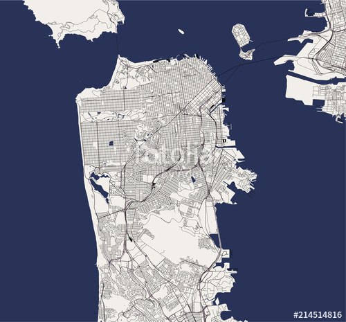 500x465 Vector Map Of The City Of San Francisco, Usa Stock Image