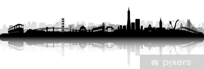 700x238 San Francisco Skyline Silhouette Vector Wall Mural