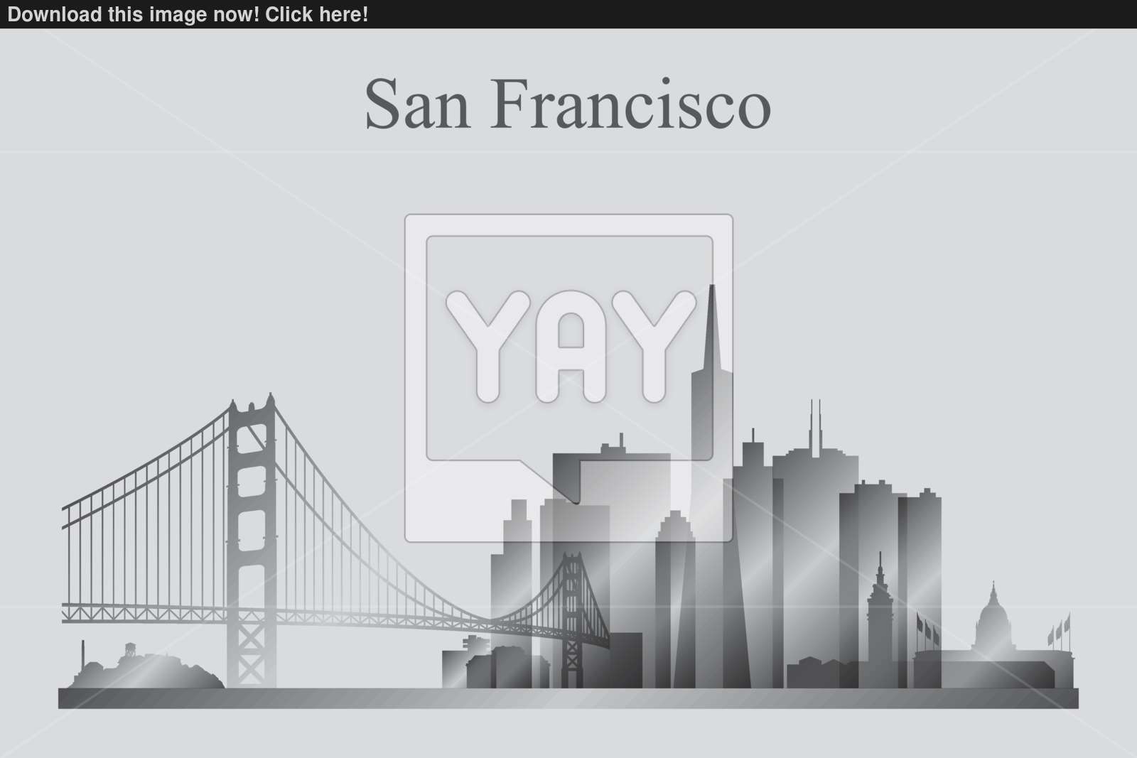 1600x1067 San Francisco City Skyline Silhouette In Grayscale Vector