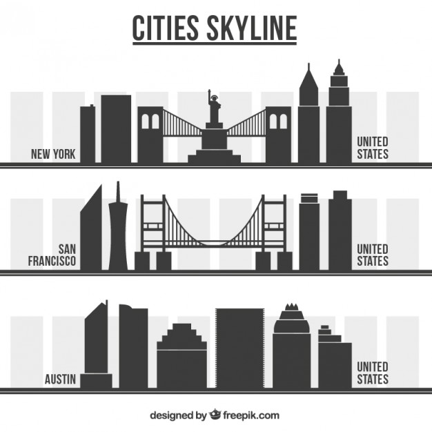 626x626 American City Skylines Vector Free Download