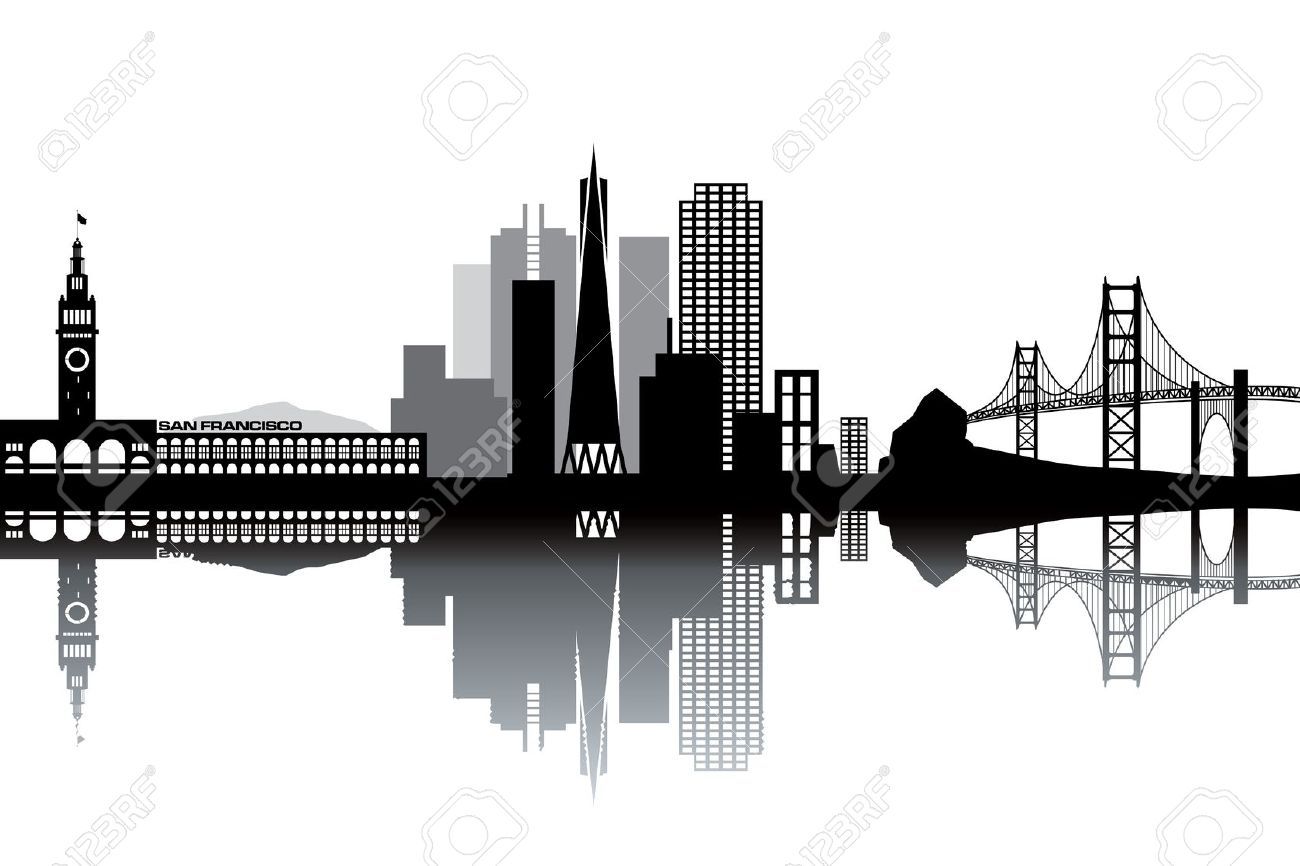 1300x866 Stock Vector Paint San Francisco In Skyline Image, Black