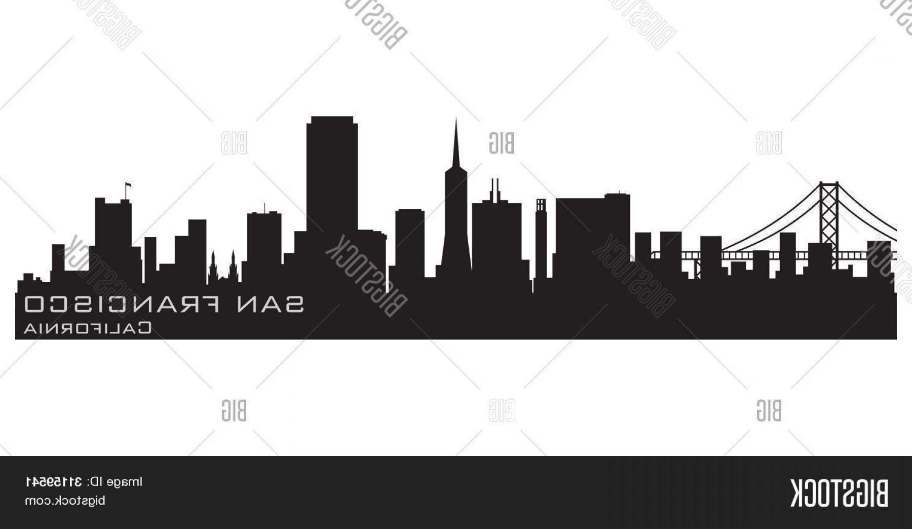 1800x1044 Stock Vector San Franciscoc California Skyline Detailed Vector
