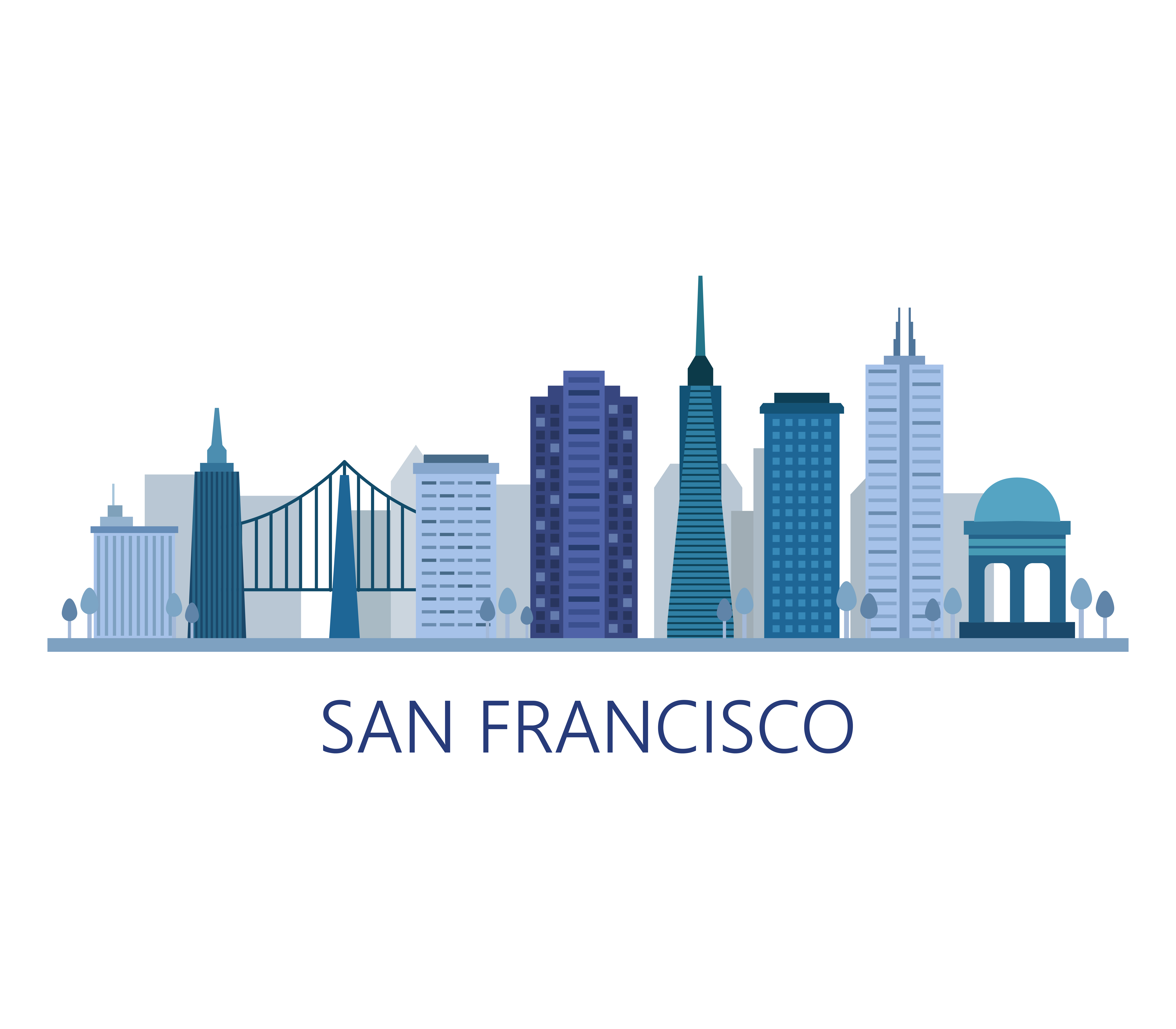 8000x7000 City Skyline San Francisco Free Vector Art