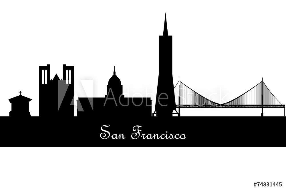 1000x667 Photo Art Print San Francisco California City Skyline Silhouette