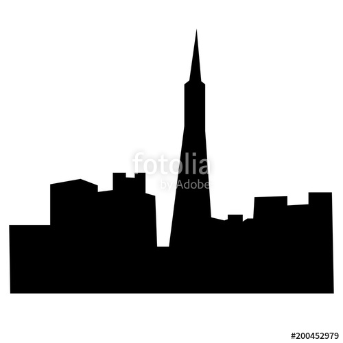 500x500 San Francisco Skyline Silhouette On White Background, In Black