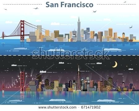 San Francisco Skyline At Night Vector Illustration Of City Skyline 450x362 San Francisco Skyline At Night Vector Illustration Of City Skyline