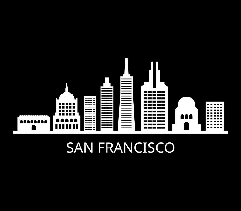 San Francisco Skyline Illustrated In Vector And Downloadable Etsy 794x695 San Francisco Skyline Illustrated In Vector And Downloadable Etsy