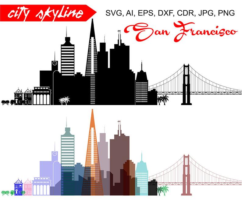 San Francisco California Vector Skyline Golden Gate Etsy 794x670 San Francisco California Vector Skyline Golden Gate Etsy