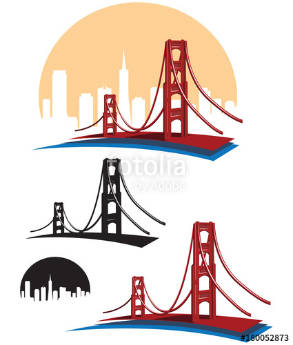 425x500 San Francisco Bay Golden Gate Bridge Vector Illustration Pack