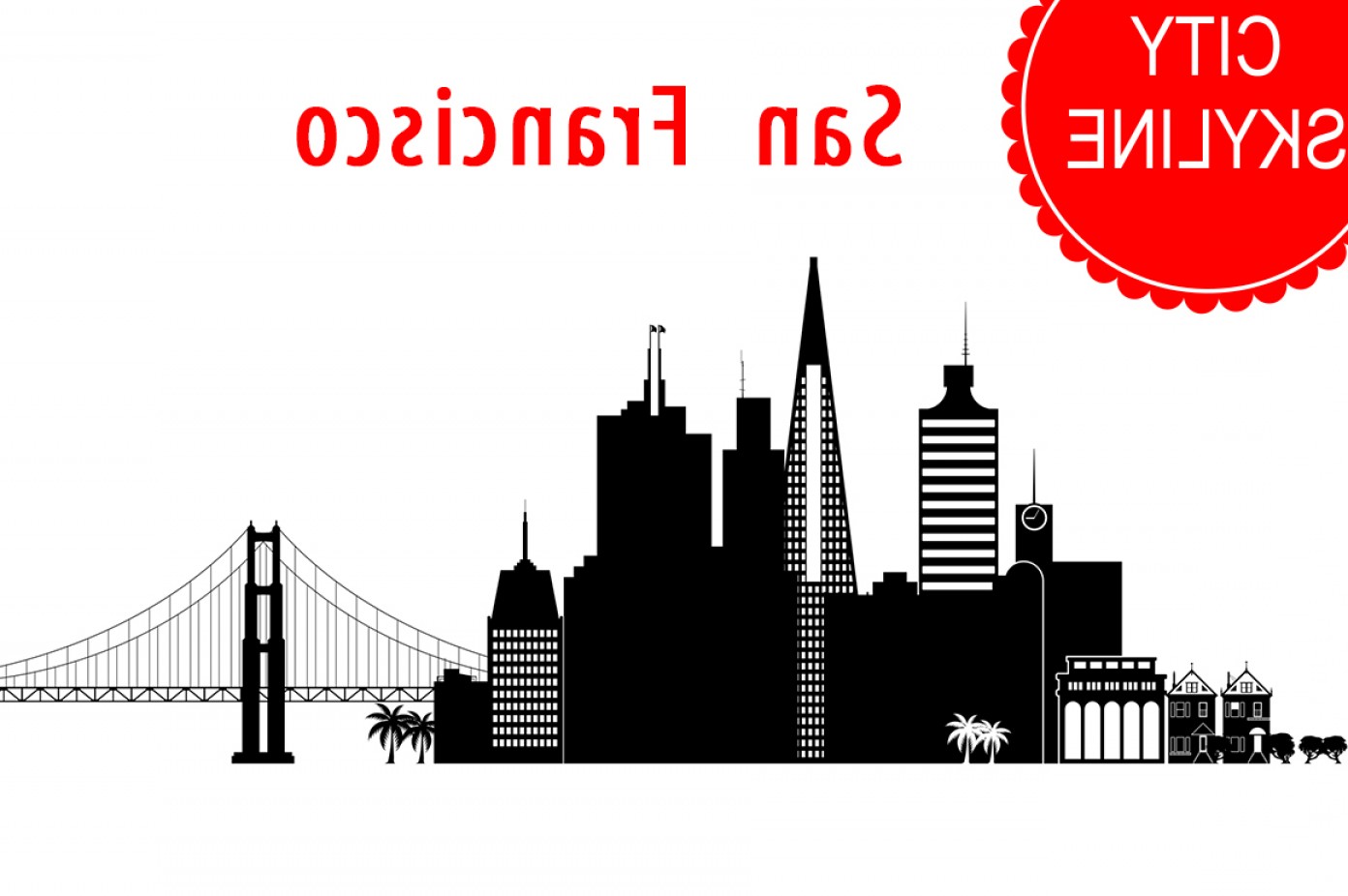 1392x926 San Francisco Vector California Usa Skyline Png Dxf