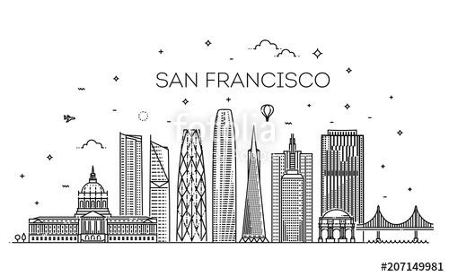 500x308 San Francisco City Skyline Vector Background Stock Image