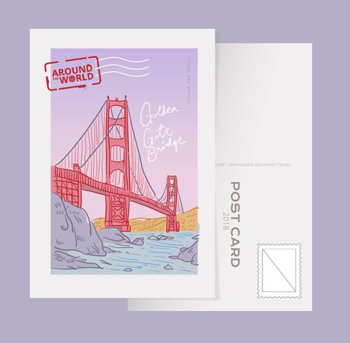 499x490 Golden Gate Bridge Landmark San Francisco Postcard Vector