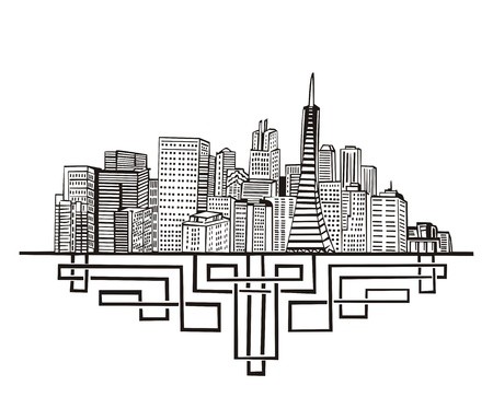 San Francisco, Ca Skyline Black And White Royalty Free Vector 450x374 San Francisco, Ca Skyline Black And White Royalty Free Vector