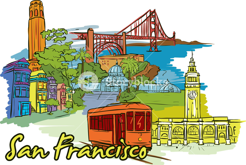 San Francisco Vector Doodle Royalty Free Stock Image 1000x669 San Francisco Vector Doodle Royalty Free Stock Image