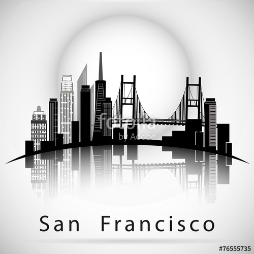 San Francisco City Skyline Silhouette Stock Image And Royalty 500x500 San Francisco City Skyline Silhouette Stock Image And Royalty