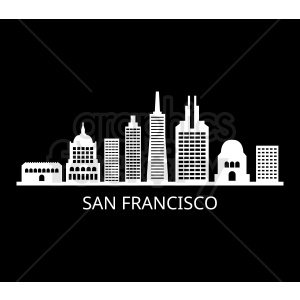 San Francisco City Skyline Vector On Black Clipart Royalty Free 300x300 San Francisco City Skyline Vector On Black Clipart Royalty Free