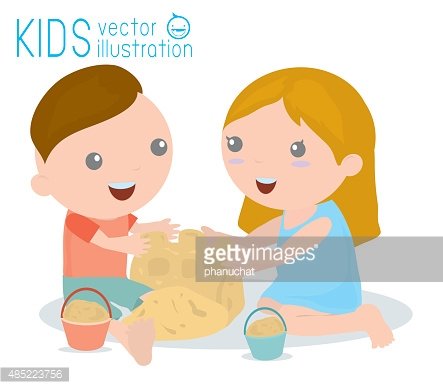 Illustration Of Kids Building A Sand Castle Vector Premium Clipart 443x389 Illustration Of Kids Building A Sand Castle Vector Premium Clipart