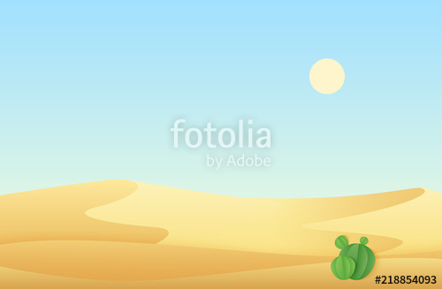 Desert Sand Dunes With Cactus Landscape Vector Illustration 500x327 Desert Sand Dunes With Cactus Landscape Vector Illustration