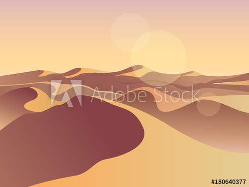 Gold Desert In Sunset Sand Dunes Landscape Design Vector 500x375 Gold Desert In Sunset Sand Dunes Landscape Design Vector