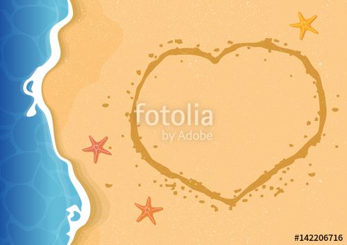 Summer Beach Texture Background With A Heart Shape On Sand Vector 500x354 Summer Beach Texture Background With A Heart Shape On Sand Vector