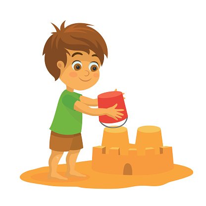 416x416 Vector Boy Building A Sandcastle Premium Clipart