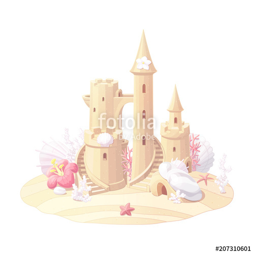 500x500 Vector Fantasy Castle Sand, Sandcastle Fort Sculpture Stock