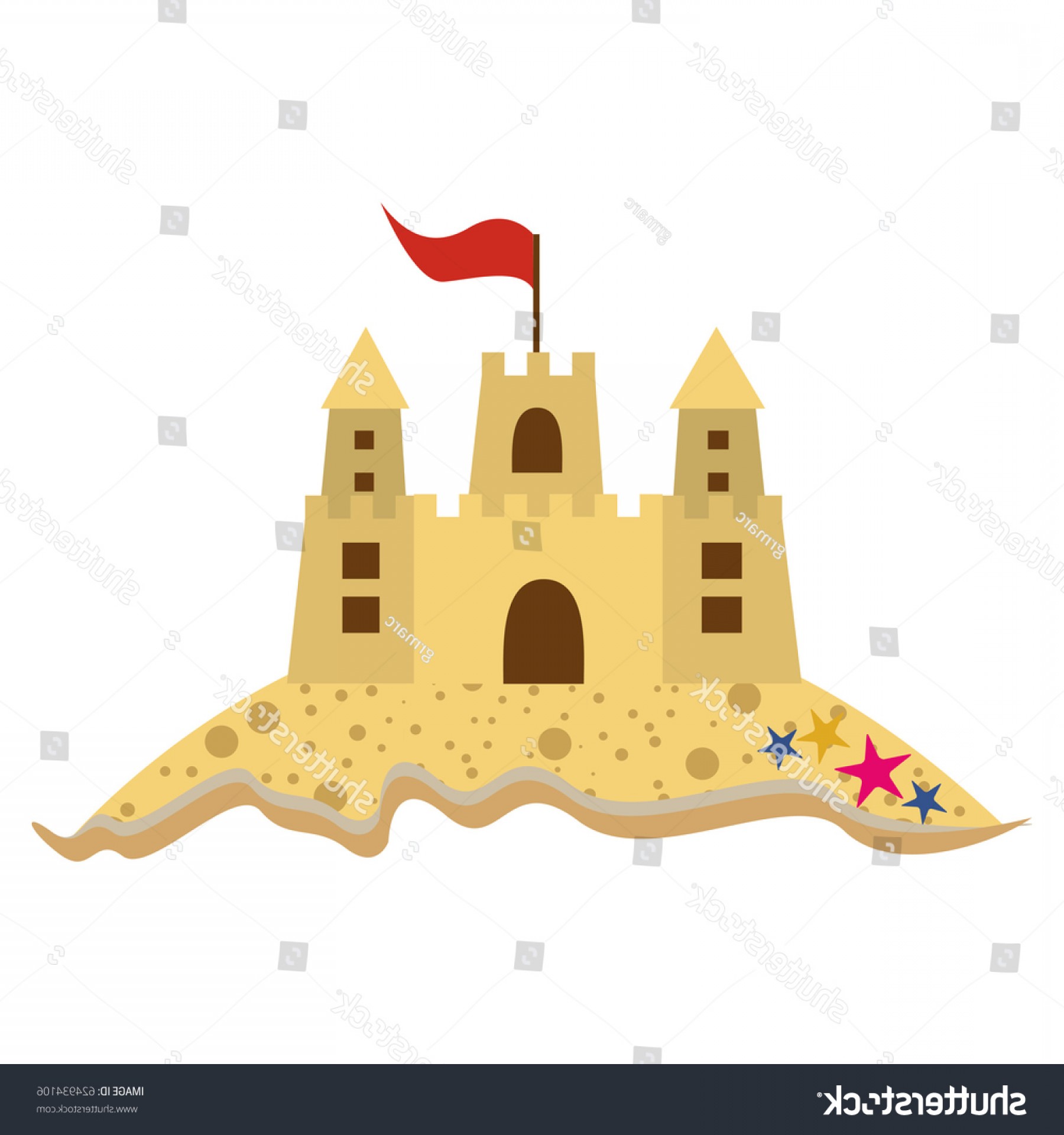 1800x1920 Color Silhouette Beach Sandcastle Flag Vector Soidergi