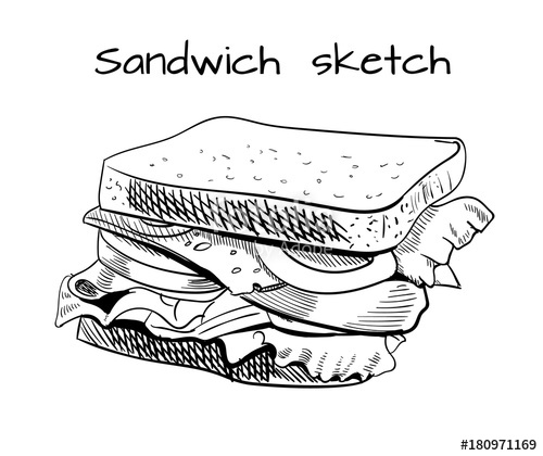 Sandwich Outline Drawing Vector Sketch Stock Image And Royalty 500x420 Sandwich Outline Drawing Vector Sketch Stock Image And Royalty