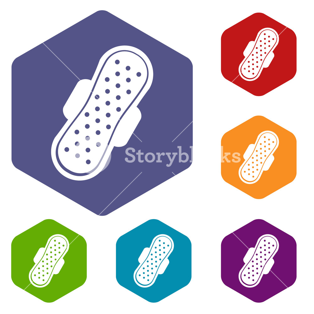 Sanitary Napkns Set Hexagon Isolated Vector Illustration 1000x1000 Sanitary Napkns Set Hexagon Isolated Vector Illustration