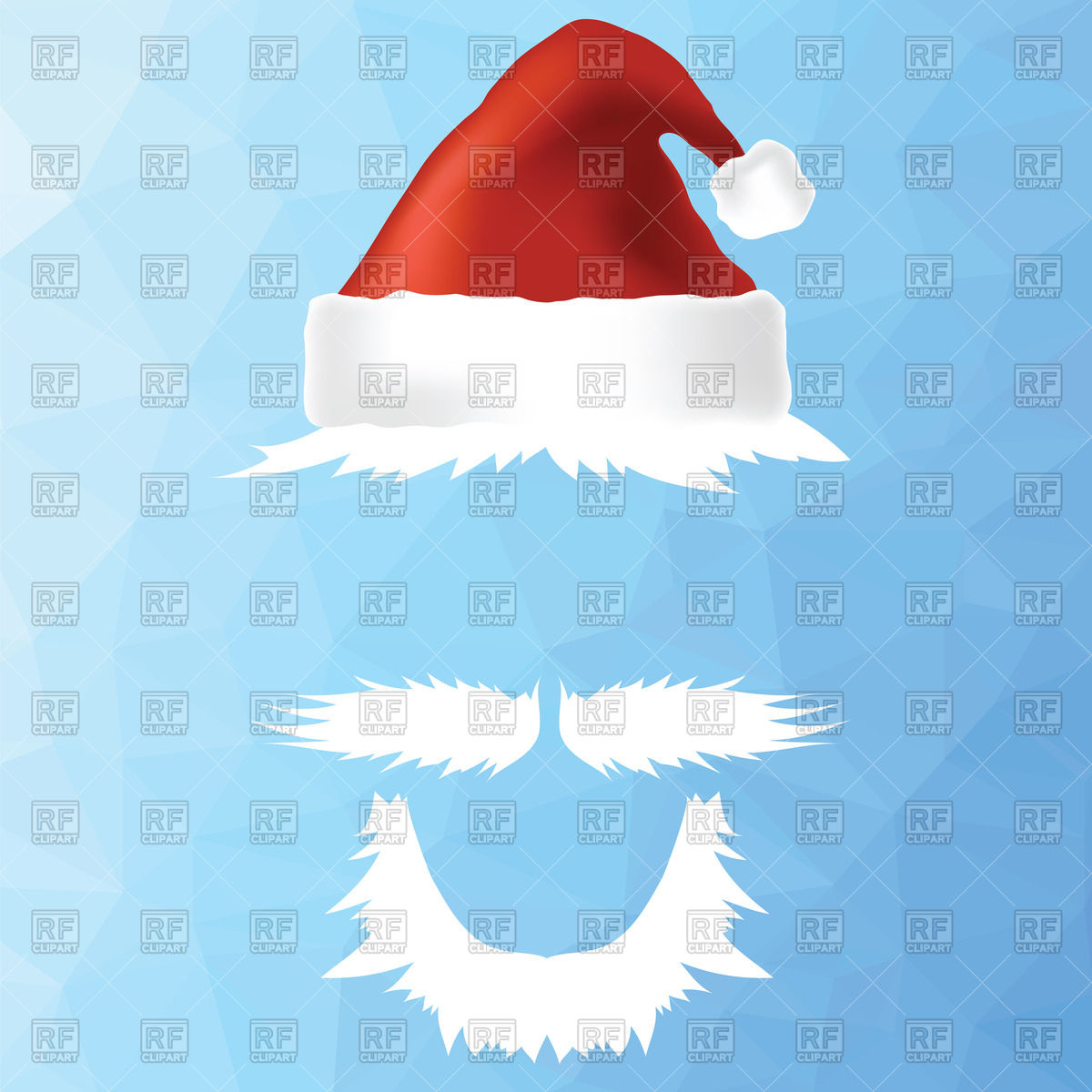 1200x1200 Santa's Hat, Mustache And Beard Vector Image Of Objects