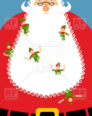 318x400 Elves In Santa Beard, Large White Beard Vector Image Of Holiday