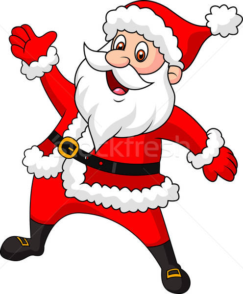 496x600 Happy Santa Cartoon Waving Hand Vector Illustration Teguh