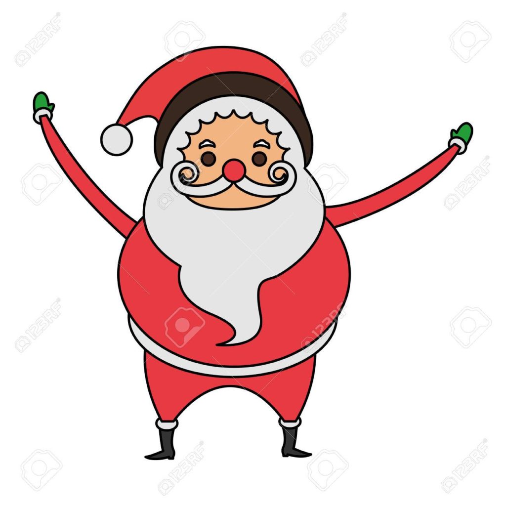 1024x1024 Coloring Color Image Cartoon Full Body Fat Santa Claus Vector