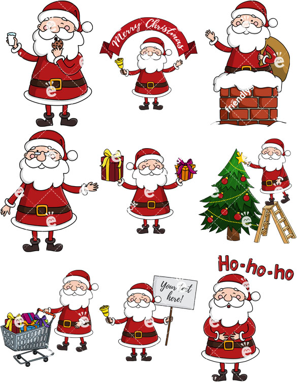 585x755 Cute Santa Claus Cartoon Vector Images Bundle