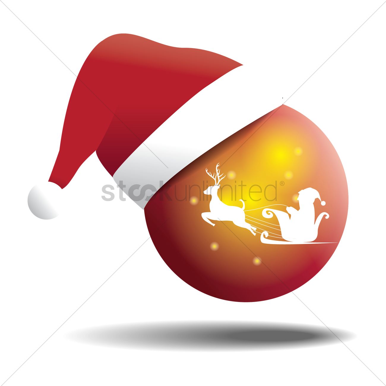 Reindeer And Santa Claus On Glass Ball With Santa Hat Vector Image 1300x1300 Reindeer And Santa Claus On Glass Ball With Santa Hat Vector Image