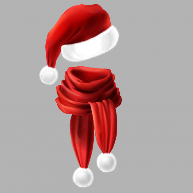Realistic Silk Red Scarf With White Fur And Santa Claus 626x626 Realistic Silk Red Scarf With White Fur And Santa Claus