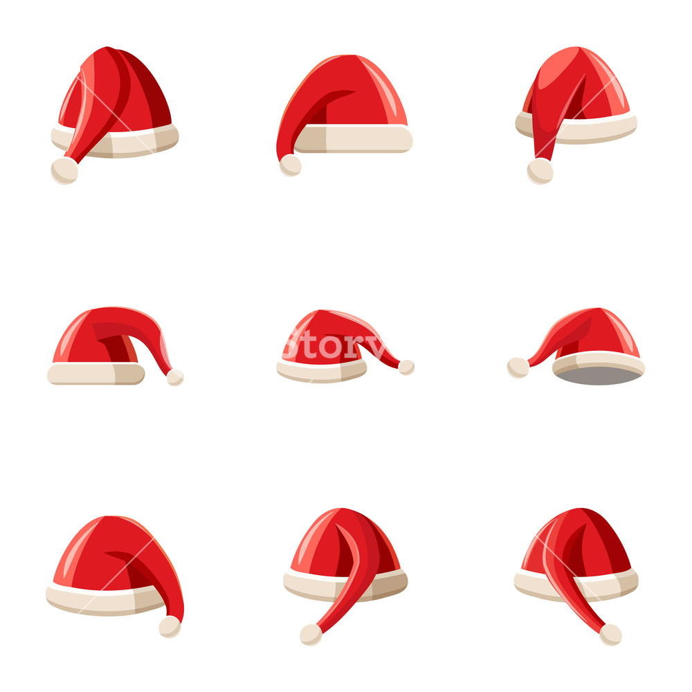 Christmas Santa Claus Hat Icons Set Cartoon Illustration 1000x1000 Christmas Santa Claus Hat Icons Set Cartoon Illustration